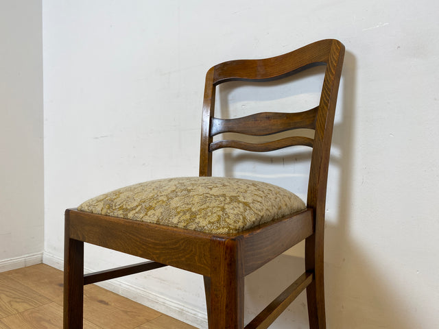 WMK I 1/2 Klassischer 30er Jahre Küchenstuhl aus Buche mit freundlichem Originalbezug und Federkernsitz I Stuhl Esszimmerstuhl Holzstuhl Dining Chair Antik Art Deco Vintage I Berlin Frankfurt Bremen