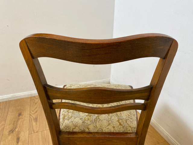 WMK I 1/2 Klassischer 30er Jahre Küchenstuhl aus Buche mit freundlichem Originalbezug und Federkernsitz I Stuhl Esszimmerstuhl Holzstuhl Dining Chair Antik Art Deco Vintage I Berlin Frankfurt Bremen