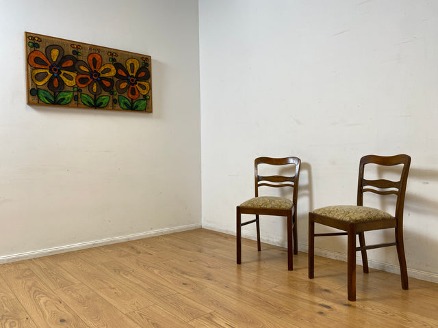 WMK I 1/2 Klassischer 30er Jahre Küchenstuhl aus Buche mit freundlichem Originalbezug und Federkernsitz I Stuhl Esszimmerstuhl Holzstuhl Dining Chair Antik Art Deco Vintage I Berlin Frankfurt Bremen