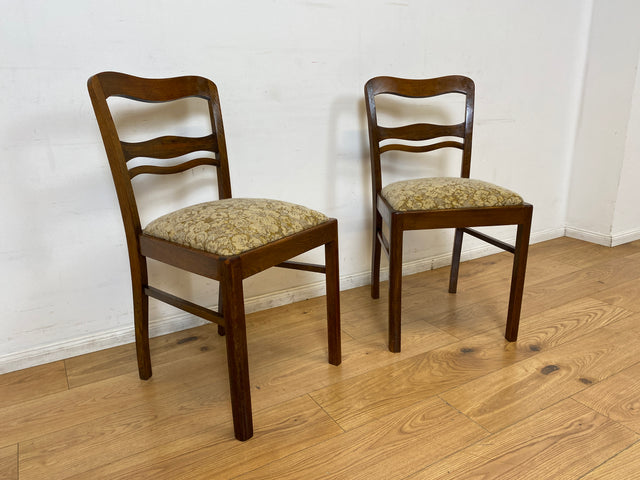 WMK I 1/2 Klassischer 30er Jahre Küchenstuhl aus Buche mit freundlichem Originalbezug und Federkernsitz I Stuhl Esszimmerstuhl Holzstuhl Dining Chair Antik Art Deco Vintage I Berlin Frankfurt Bremen