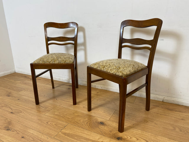 WMK I 1/2 Klassischer 30er Jahre Küchenstuhl aus Buche mit freundlichem Originalbezug und Federkernsitz I Stuhl Esszimmerstuhl Holzstuhl Dining Chair Antik Art Deco Vintage I Berlin Frankfurt Bremen