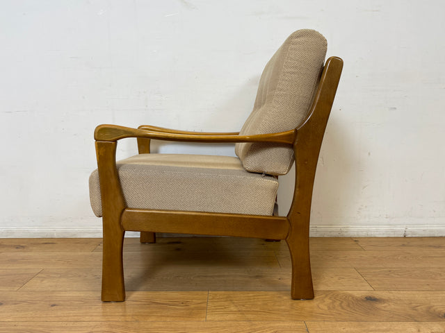 WMK I Hochwertiger und sehr gut erhaltener Designer Sessel von Joop mit Originalbezug und Holzarmlehnen