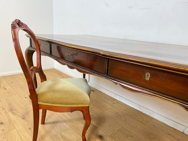 WMK I Eleganter & sehr großer 50er Jahre Schreibtisch oder auch Esstisch im antiken Stil mit Schubladen