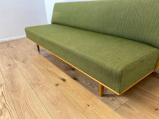 WMK I Stilvolles grünes skandinavisches Mid-Century Daybed von Herrljunga in Teakholz mit aufklapp. Rückenlehne