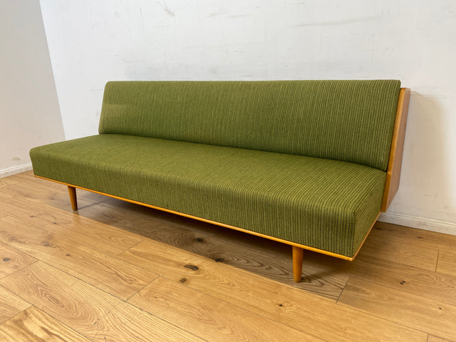 WMK I Stilvolles grünes skandinavisches Mid-Century Daybed von Herrljunga in Teakholz mit aufklapp. Rückenlehne