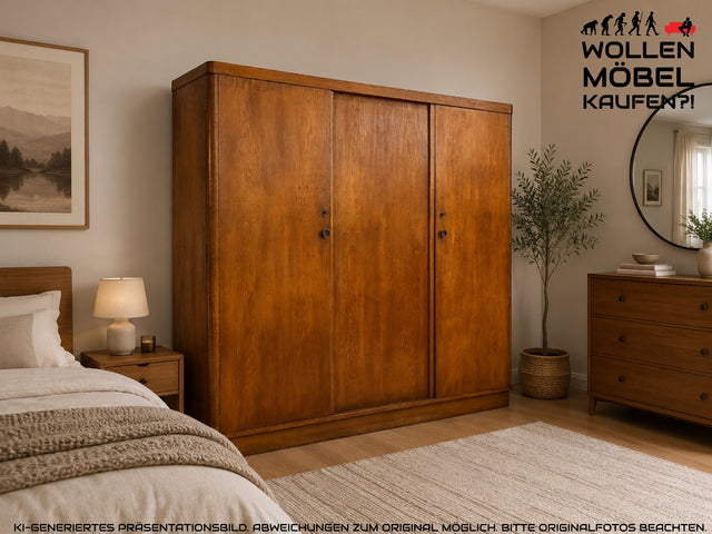 WMK I Sehr schöner und perfekt aufgeteilter 1930er Jahre Art Deco Kleiderschrank , Vollholz in Eiche