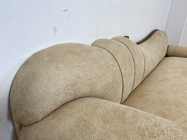 Wunderschöne und sehr gut erhaltene 1930er Jahre Art Deco Liege in beigem Bezug und gemütlichem Federkern I Daybed Sofa Couch Récamiere Chaiselongue Antik Vintage 30er I