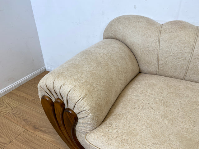 Wunderschöne und sehr gut erhaltene 1930er Jahre Art Deco Liege in beigem Bezug und gemütlichem Federkern I Daybed Sofa Couch Récamiere Chaiselongue Antik Vintage 30er I