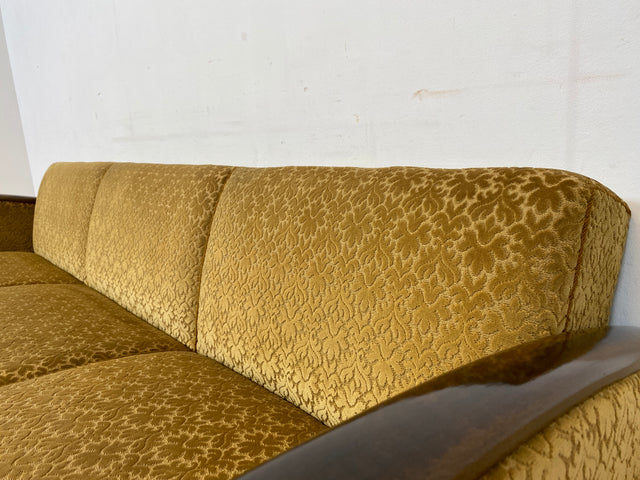 Wunderschönes & sehr gut erhaltenes 1930er Jahre Art Deco Sofa mit Schlaffunktion & goldenem Brokat Bezug I Couch Schlafcouch Schlafsofa Klappcouch Daybed Antik Vintage I (Kopie)