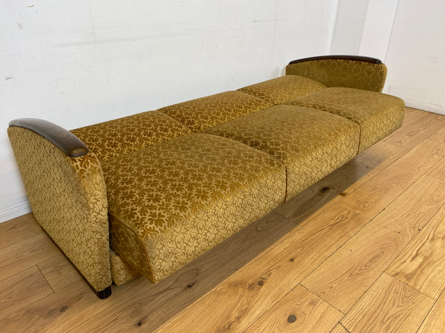 Wunderschönes & sehr gut erhaltenes 1930er Jahre Art Deco Sofa mit Schlaffunktion & goldenem Brokat Bezug I Couch Schlafcouch Schlafsofa Klappcouch Daybed Antik Vintage I (Kopie)