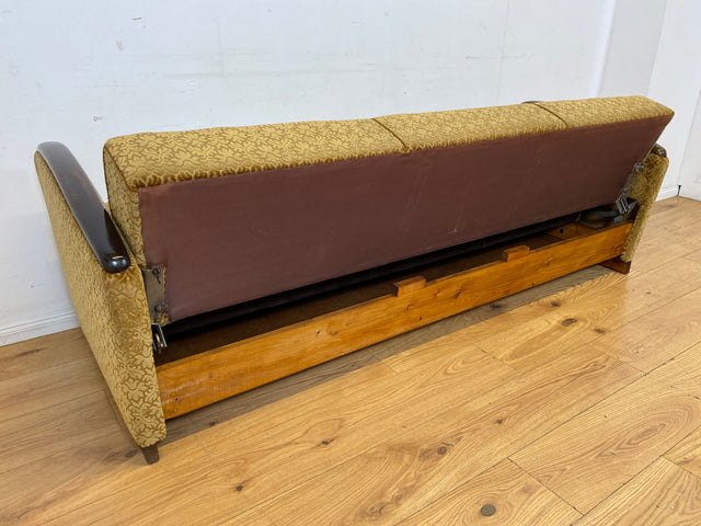 Wunderschönes & sehr gut erhaltenes 1930er Jahre Art Deco Sofa mit Schlaffunktion & goldenem Brokat Bezug I Couch Schlafcouch Schlafsofa Klappcouch Daybed Antik Vintage I (Kopie)