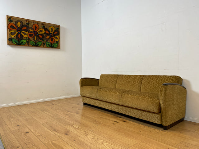 Wunderschönes & sehr gut erhaltenes 1930er Jahre Art Deco Sofa mit Schlaffunktion & goldenem Brokat Bezug I Couch Schlafcouch Schlafsofa Klappcouch Daybed Antik Vintage I (Kopie)