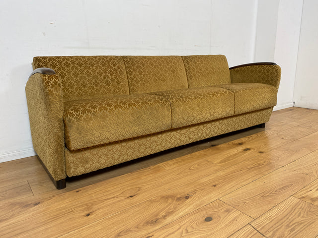 Wunderschönes & sehr gut erhaltenes 1930er Jahre Art Deco Sofa mit Schlaffunktion & goldenem Brokat Bezug I Couch Schlafcouch Schlafsofa Klappcouch Daybed Antik Vintage I (Kopie)
