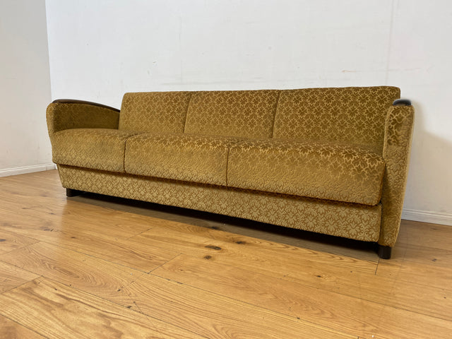 Wunderschönes & sehr gut erhaltenes 1930er Jahre Art Deco Sofa mit Schlaffunktion & goldenem Brokat Bezug I Couch Schlafcouch Schlafsofa Klappcouch Daybed Antik Vintage I (Kopie)