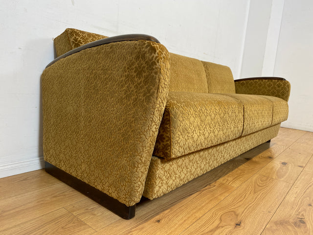 Wunderschönes & sehr gut erhaltenes 1930er Jahre Art Deco Sofa mit Schlaffunktion & goldenem Brokat Bezug I Couch Schlafcouch Schlafsofa Klappcouch Daybed Antik Vintage I (Kopie)