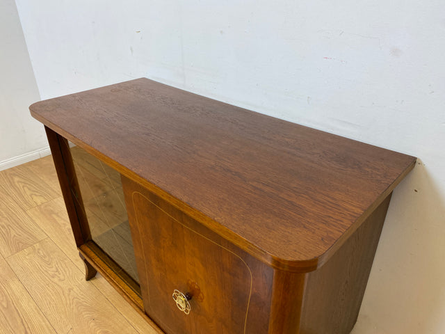 Sehr schöne 50er Jahre Barkommode aus vollem Holz mit Schiebetüren und verspiegeltem Barfach I Barschrank Bar Mini-Bar Kommode Schrank Sideboard Vitrine Mid-Century Vintage I