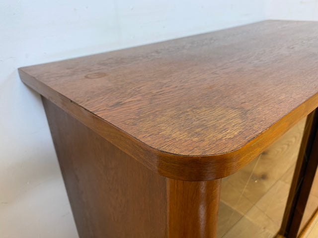 Sehr schöne 50er Jahre Barkommode aus vollem Holz mit Schiebetüren und verspiegeltem Barfach I Barschrank Bar Mini-Bar Kommode Schrank Sideboard Vitrine Mid-Century Vintage I