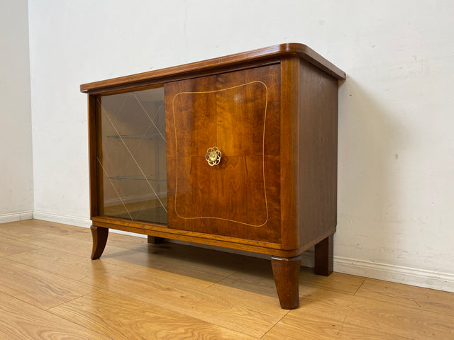 Sehr schöne 50er Jahre Barkommode aus vollem Holz mit Schiebetüren und verspiegeltem Barfach I Barschrank Bar Mini-Bar Kommode Schrank Sideboard Vitrine Mid-Century Vintage I