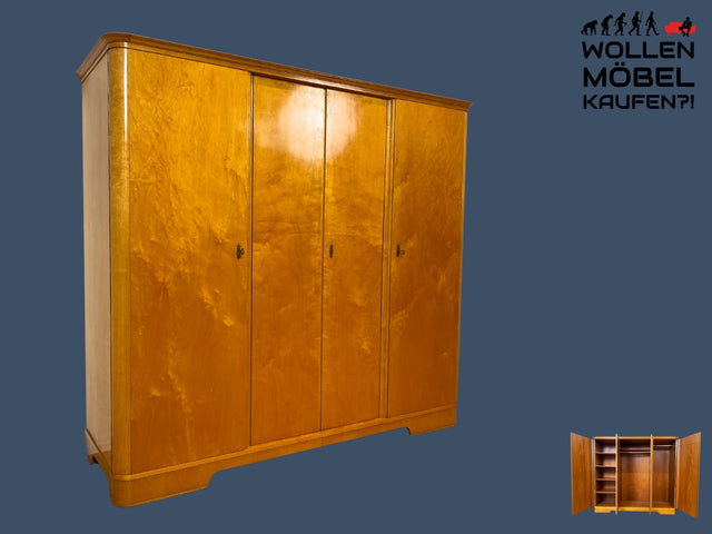 Besonders schöner 50erJahre Kleiderschrank aus vollem Holz mit sehr guter Aufteilung I Schrank Schlafzimmerschrank Wäscheschrank Wardrobe Mid-Century Vintage 60er Retro I