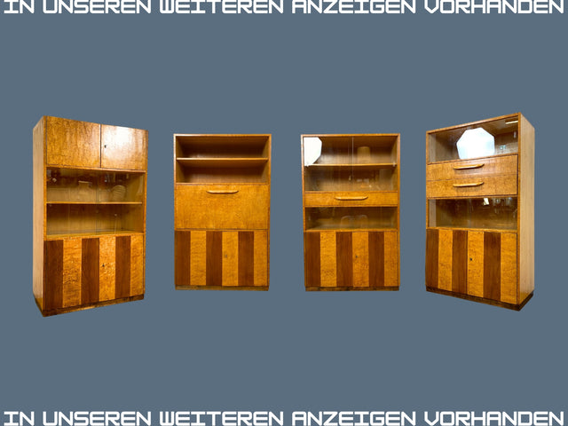 Hübscher 50er Jahre Schreibschrank aus vollem Holz in Maserbirke I Schrank Sekretär Schreibtisch Schreibkommode Highboard Bücherschrank Barschrank Vintage Mid-Century 60er I