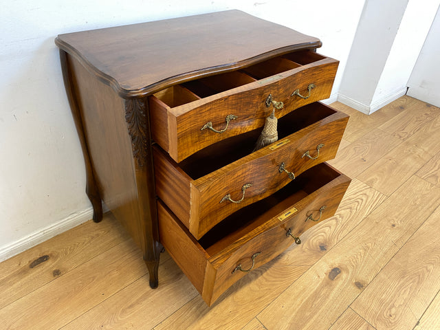 Elegante und hochwertige 60er Jahre Stilmöbel Kommode I Vollholz I mit Schubladen und Messinggriffen I Schrank Schubladenkommode Wäschekommode Barock Rokoko Vintage