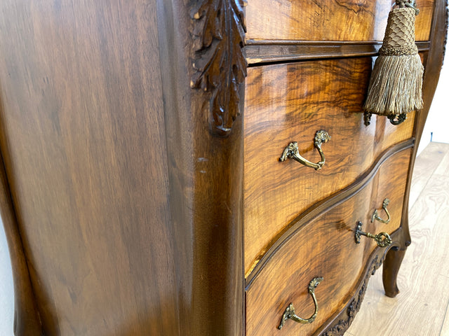 Elegante und hochwertige 60er Jahre Stilmöbel Kommode I Vollholz I mit Schubladen und Messinggriffen I Schrank Schubladenkommode Wäschekommode Barock Rokoko Vintage