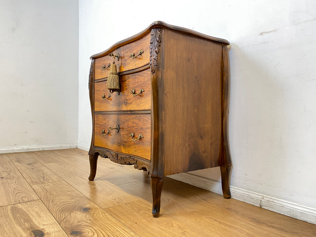 Elegante und hochwertige 60er Jahre Stilmöbel Kommode I Vollholz I mit Schubladen und Messinggriffen I Schrank Schubladenkommode Wäschekommode Barock Rokoko Vintage