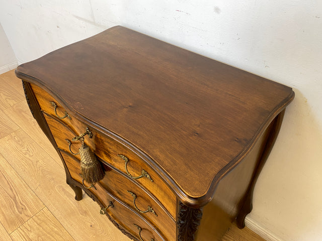 Elegante und hochwertige 60er Jahre Stilmöbel Kommode I Vollholz I mit Schubladen und Messinggriffen I Schrank Schubladenkommode Wäschekommode Barock Rokoko Vintage