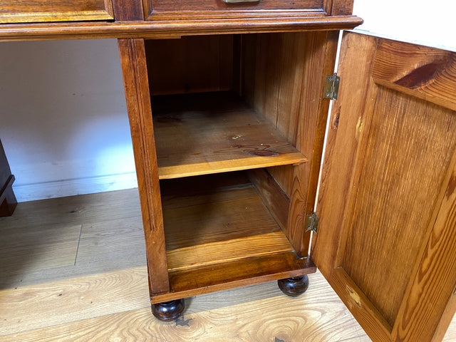 WMK I Imposanter antiker Schreibtisch , Vollholz, mit Aufsatz, Vitrine & Lederschreibunterlage I Aufsatzschreibtisch Sekretär Schreibschrank Desk Homeoffice Jugendstil Vintage I