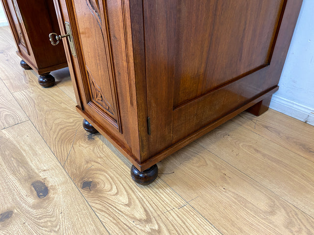 WMK I Imposanter antiker Schreibtisch , Vollholz, mit Aufsatz, Vitrine & Lederschreibunterlage I Aufsatzschreibtisch Sekretär Schreibschrank Desk Homeoffice Jugendstil Vintage I