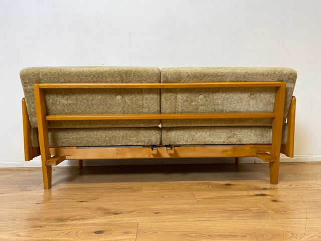 WMK I Stilvolles ausziehbares Vintage Designersofa Stella von Knoll aus 1978 mit beigem Originalbezug