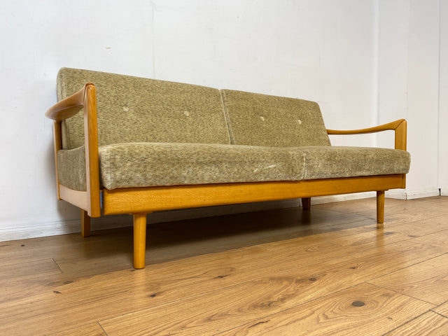 WMK I Stilvolles ausziehbares Vintage Designersofa Stella von Knoll aus 1978 mit beigem Originalbezug