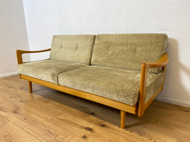 WMK I Stilvolles ausziehbares Vintage Designersofa Stella von Knoll aus 1978 mit beigem Originalbezug