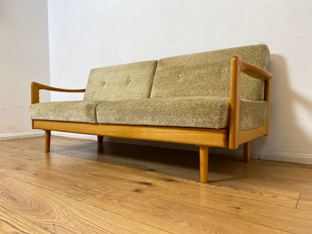 WMK I Stilvolles ausziehbares Vintage Designersofa Stella von Knoll aus 1978 mit beigem Originalbezug
