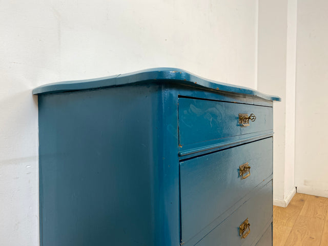 Wunderschöne blaue dänische antike Kommode aus vollem Holz mit Schubladen und Messingbeschlägen