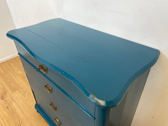 Wunderschöne blaue dänische antike Kommode aus vollem Holz mit Schubladen und Messingbeschlägen