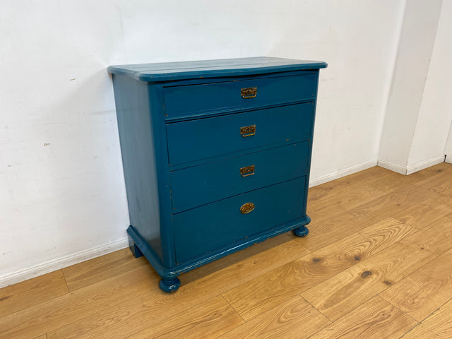 Wunderschöne blaue dänische antike Kommode aus vollem Holz mit Schubladen und Messingbeschlägen