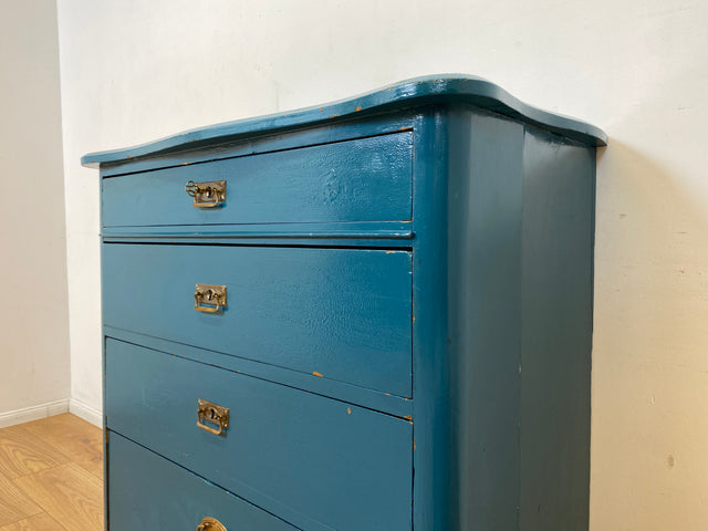 Wunderschöne blaue dänische antike Kommode aus vollem Holz mit Schubladen und Messingbeschlägen