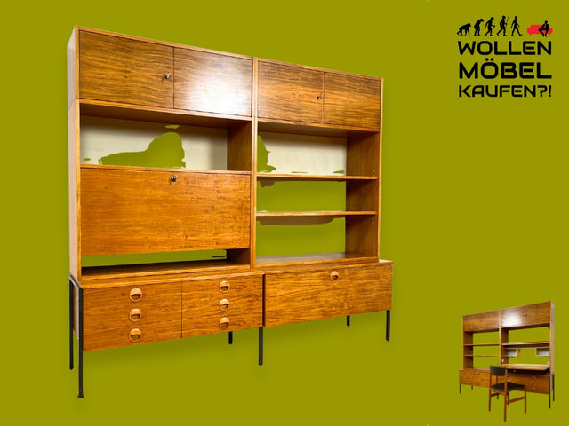 WMK I Kultiges modulares Designer Regalsystem 430 I Joachim Nebelung für VEB Hellerau I I Regal Bücherregal Bücherschrank Regalwand Stringregal Sideboard Sekretär Mid-Century Vintage DDR 60er 70er