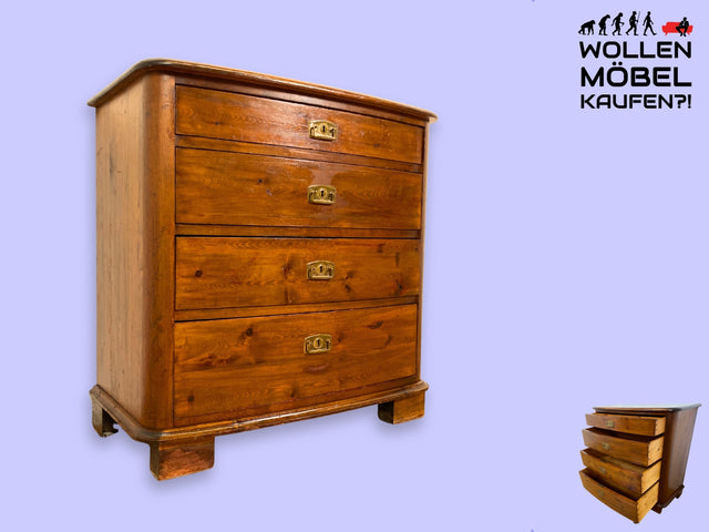 WMK I Formschöne dänische antike Kommode aus vollem Holz mit Schubladen & Messinggriffen I Schrank Schubladenkommode Wäschekommode Sideboard Wickelkommode Jugendstil Vintage I Berlin Hannover Sachsen