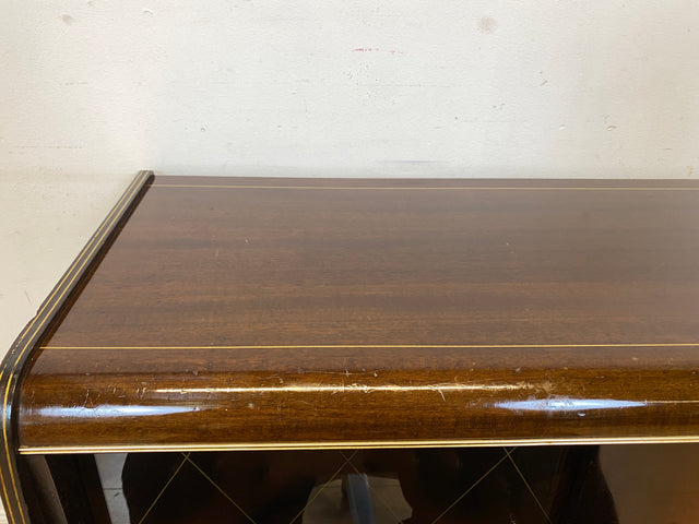 Formschöne dunkle 50er Jahre Barkommode mit Schiebetüren , Originalglas und Messingbeschlag I Bar Barschrank Vitrine Kommode Sideboard Rockabilly Mid-Century Vintage 60er I