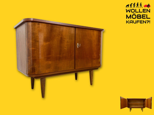 Formschöne und gut erhaltene dunkle Mid-Century Kommode aus 1965 I Schrank Sideboard Wäschekommode Schuhkommode Schuhschrank TV Lowboard Bank Rockabilly Mid-Century Vintage I
