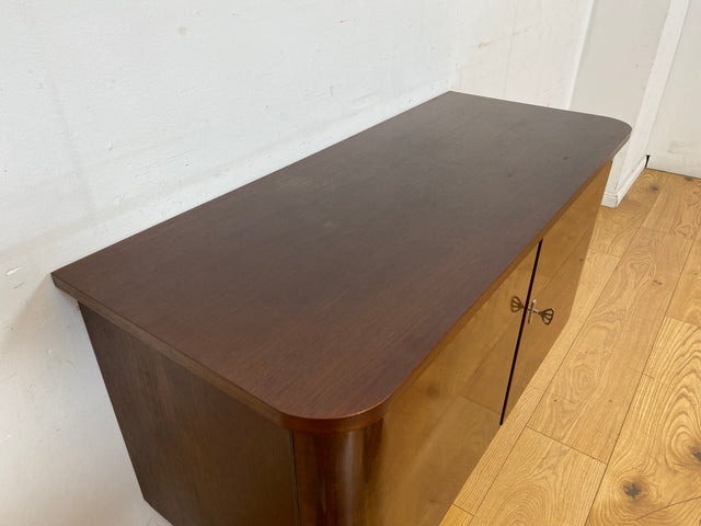 Formschöne und gut erhaltene dunkle Mid-Century Kommode aus 1965 I Schrank Sideboard Wäschekommode Schuhkommode Schuhschrank TV Lowboard Bank Rockabilly Mid-Century Vintage I