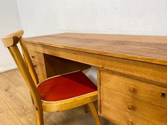 Stilvoller freistehender skandinavischer Schreibtisch in Eiche, mit Schubladen I Writing Desk Arbeitstisch Bürotisch Computertisch Danish Design Modern Vintage 60er 70er I