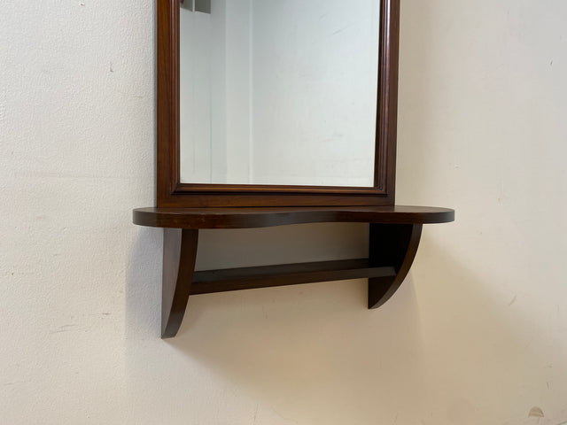 WMK I Eleganter & gut erhaltener großer 30er Jahre Art Deco Wandspiegel mit Holzrahmen & Ablage I Spiegel Ganzkörperspiegel Mirror Garderobe Flurgarderobe Antik Mid-Century Vintage Berlin Bayern NRW
