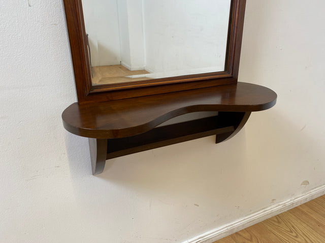 WMK I Eleganter & gut erhaltener großer 30er Jahre Art Deco Wandspiegel mit Holzrahmen & Ablage I Spiegel Ganzkörperspiegel Mirror Garderobe Flurgarderobe Antik Mid-Century Vintage Berlin Bayern NRW