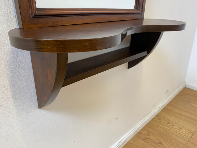 WMK I Eleganter & gut erhaltener großer 30er Jahre Art Deco Wandspiegel mit Holzrahmen & Ablage I Spiegel Ganzkörperspiegel Mirror Garderobe Flurgarderobe Antik Mid-Century Vintage Berlin Bayern NRW
