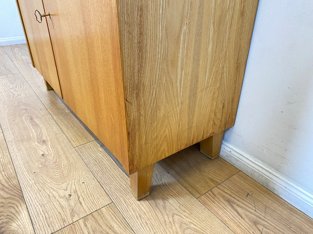 WMK I Hochwertiger heller Mid-Century Bücherschrank von Musterring aus vollem Holz mit Schubladen