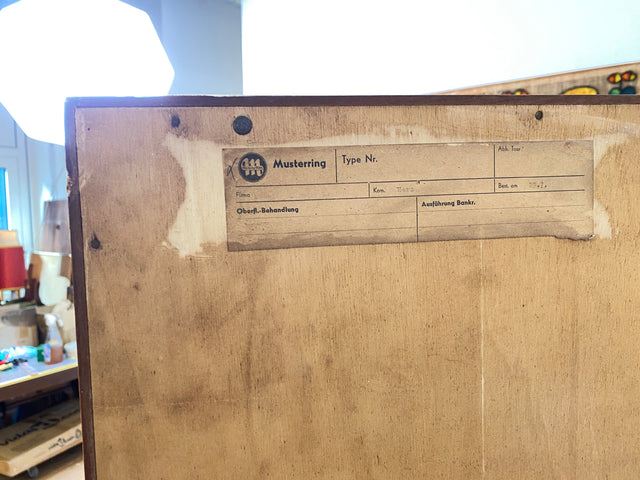 WMK I Hochwertiger heller Mid-Century Bücherschrank von Musterring aus vollem Holz mit Schubladen