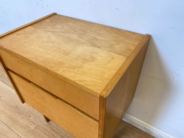 WMK I Stilvoller und sehr gut erhaltener heller Mid-Century Nachttisch mit Schublade I Nachtkommode Nachtschrank Nachtschränkchen Kommode Beistelltisch 50er 60er Vintage I Berlin Nürnberg Münster